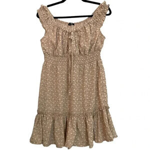 Paper Moon Ruffled Floral Sundress Cottagecore Short Sleeves Ruched